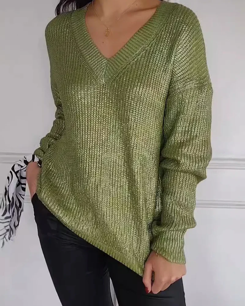 REBEKKA - LÄSSIGER V-AUSSCHNITT-PULLOVER - Image 5