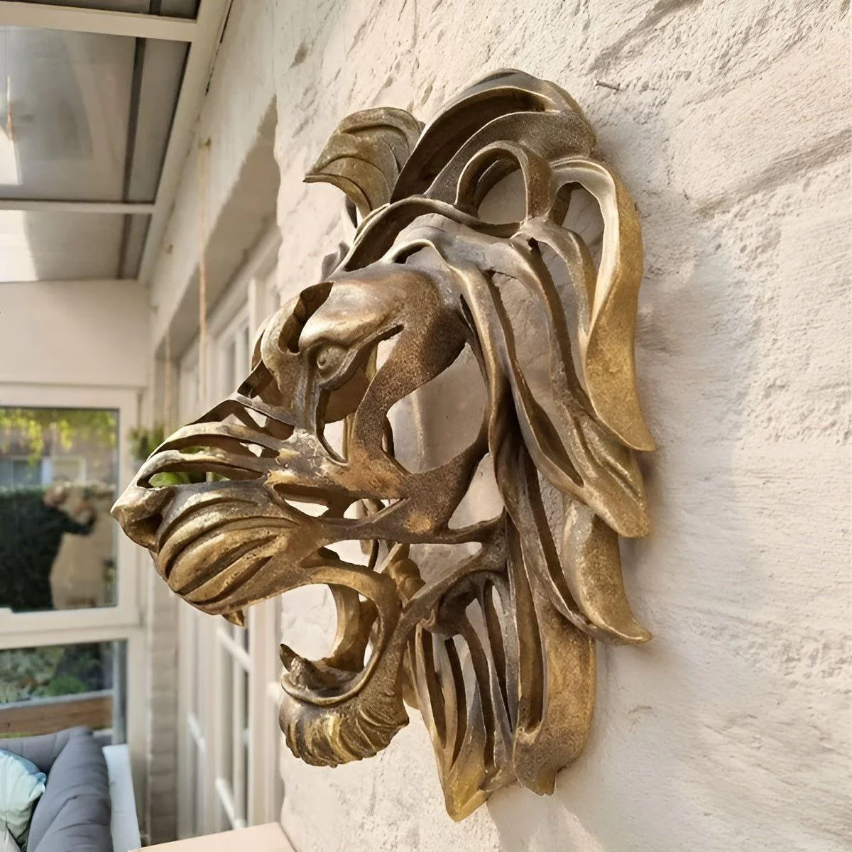 RegalRoar – Exquisite vergoldete Löwenkopfwandskulptur - Image 3