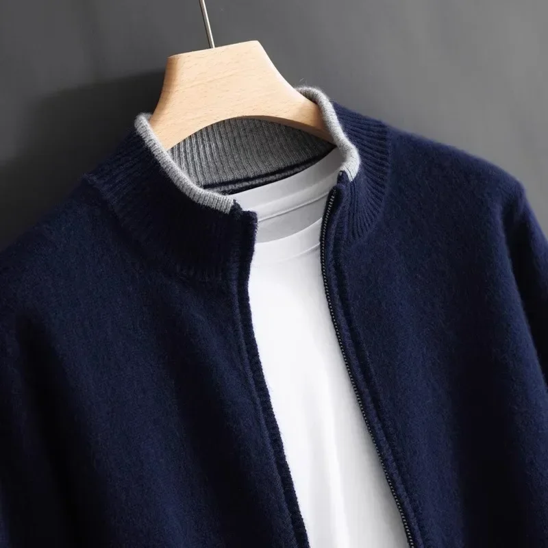 Reißverschluss Strickjacke Für Herren | Minimalistischer Stil Mit Stehkragen - Image 12
