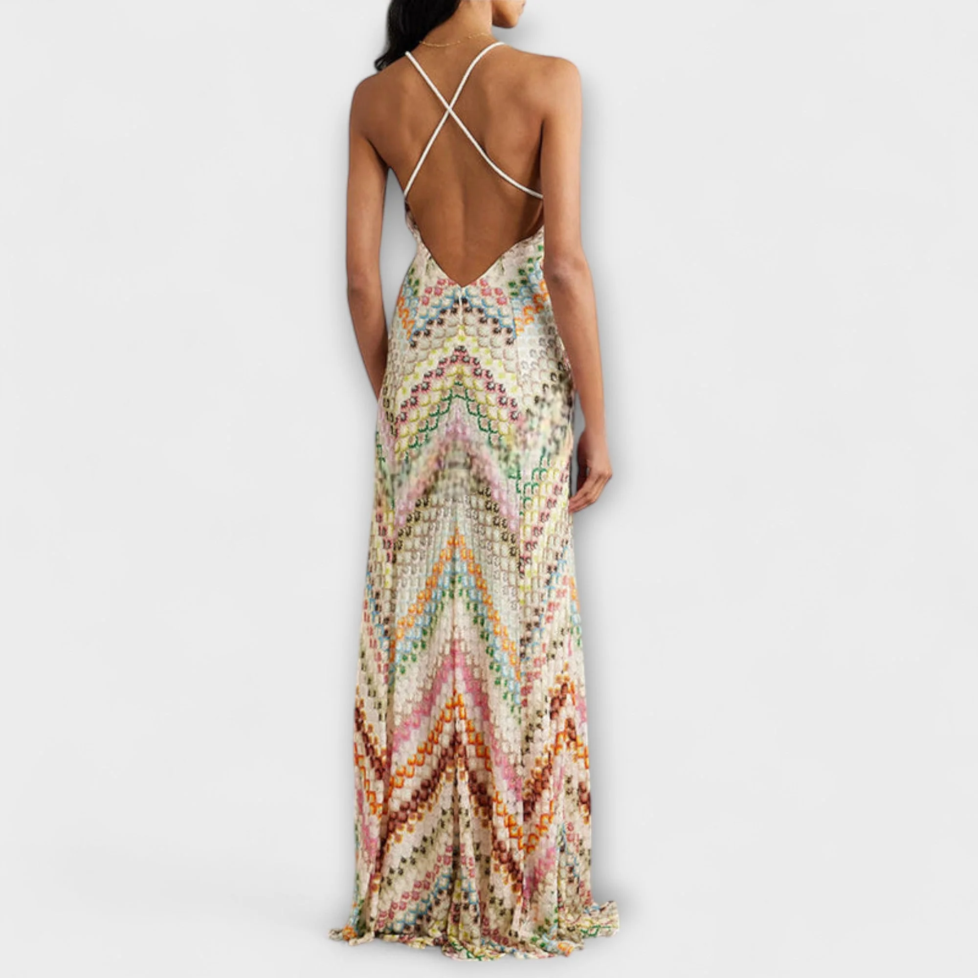 Remi - Missoni Buntes Fischgrätenmuster Maxikleid - Image 2