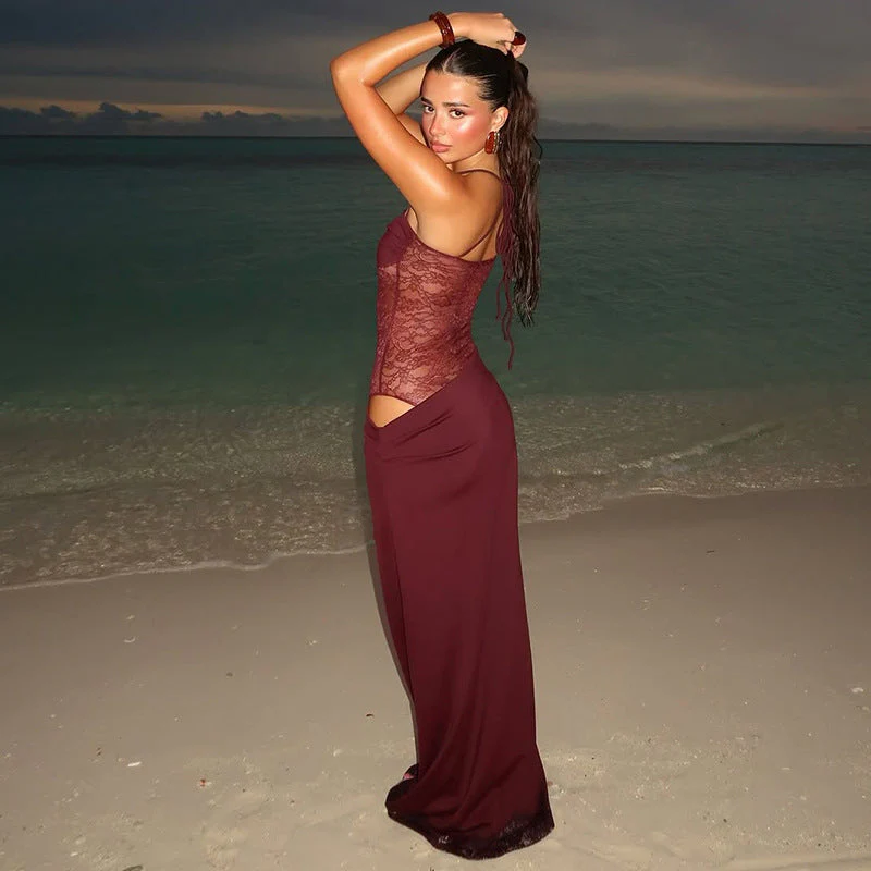 Rina | Lange Spitzenkleid