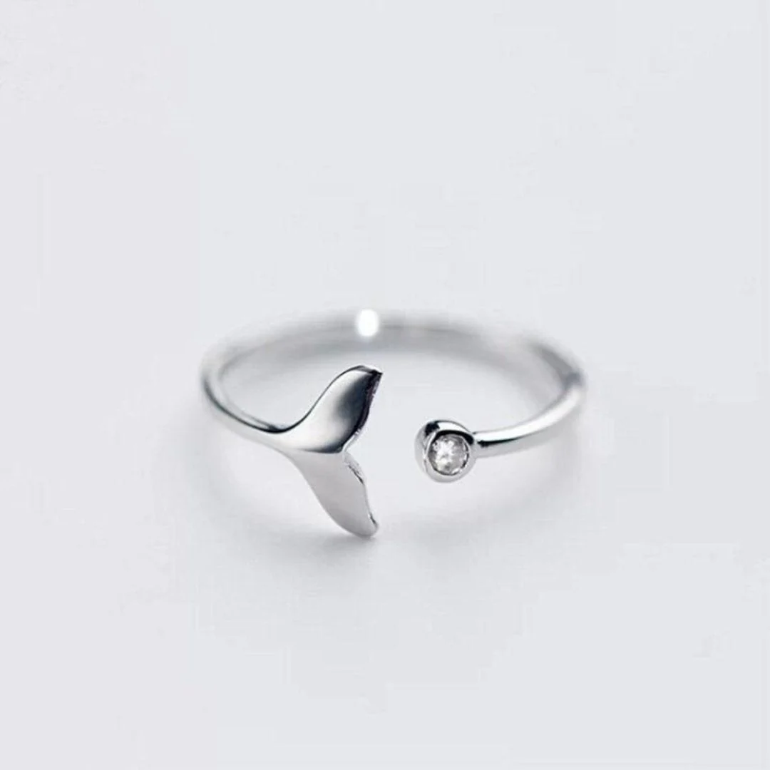 Ring mit Delphinschwanz aus 925er Sterlingsilber und verstellbarem Zirkoniumdioxid