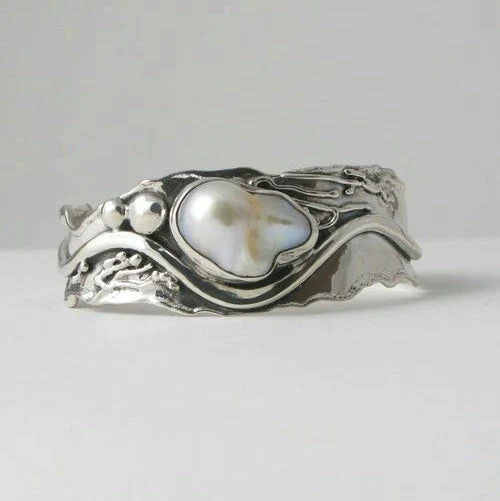 Ring Perle Silber Weiß Vintage