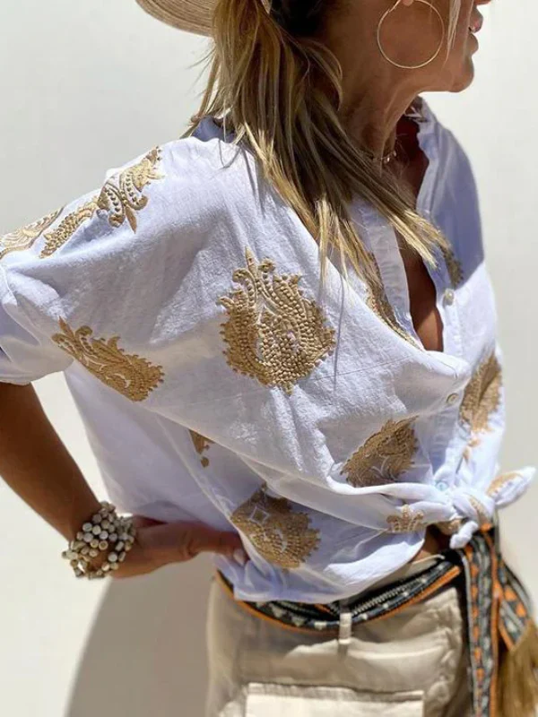 Rona - Puffärmelige Bluse mit einzigartigem Druck und stilvollem Design - Image 2