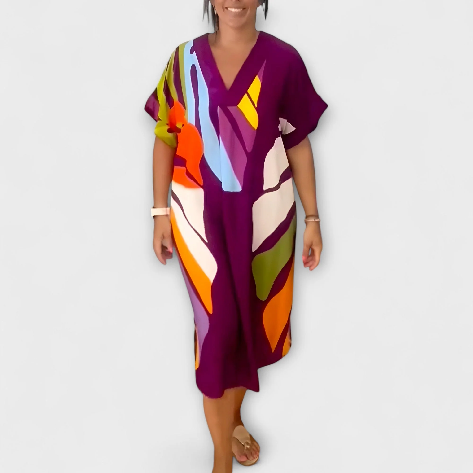Roos - Lässiges Kleid mit Bunter Blätterdruck - Image 4