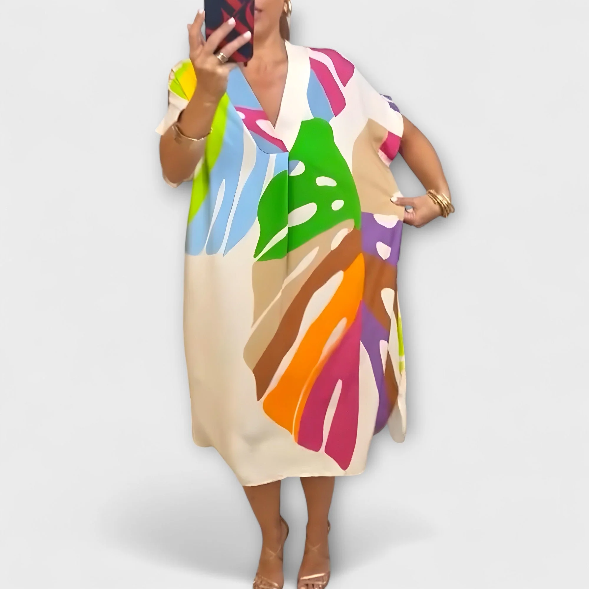 Roos - Lässiges Kleid mit Bunter Blätterdruck - Image 6