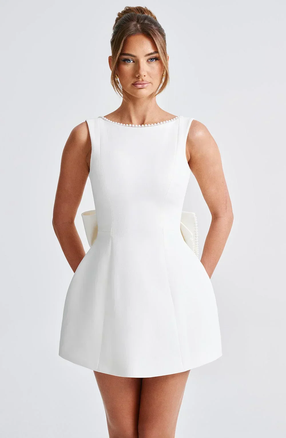 Sabrina | Damen Rosa Ärmelloses A-Linien Minikleid Perlenbesatz – Mini Perlen 2026 - Image 17