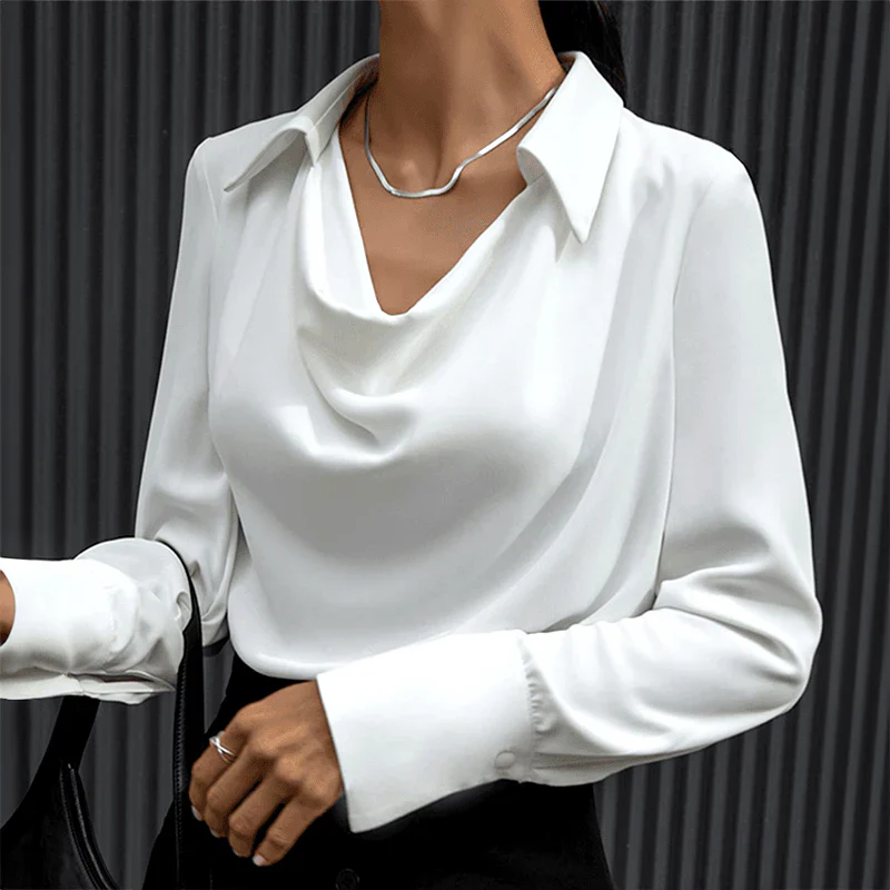 Rose -  Langärmelige Bluse mit V-Ausschnitt