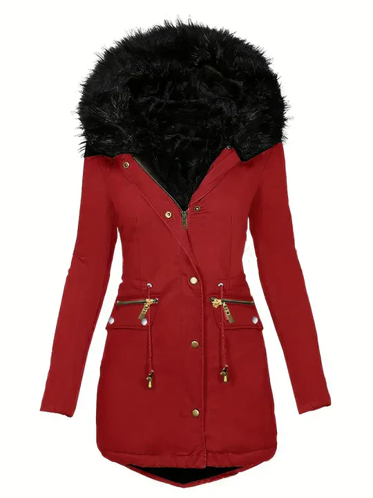 Ruby - parka-mantel mit kunstfell-kapuze und kordelzug - Image 2
