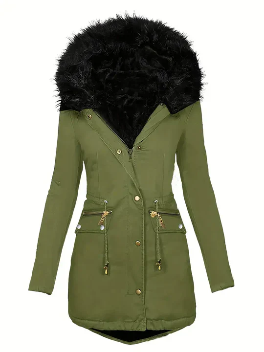 Ruby - parka-mantel mit kunstfell-kapuze und kordelzug - Image 3