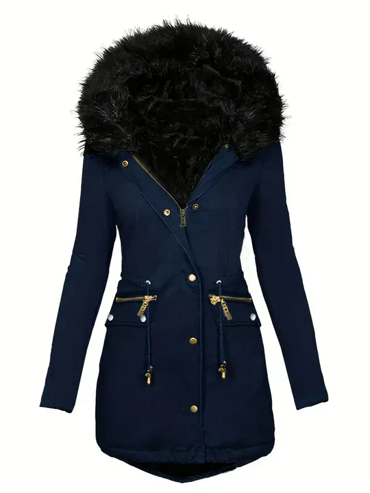 Ruby - parka-mantel mit kunstfell-kapuze und kordelzug - Image 4