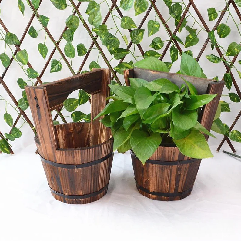 Rustikale Outdoor-Pflanzkübel im Fassstil – Klassische Gartenblumenkübel mit Holzoptik - Image 2