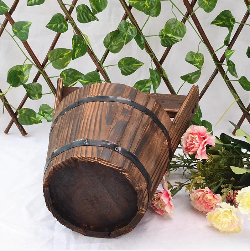 Rustikale Outdoor-Pflanzkübel im Fassstil – Klassische Gartenblumenkübel mit Holzoptik - Image 4