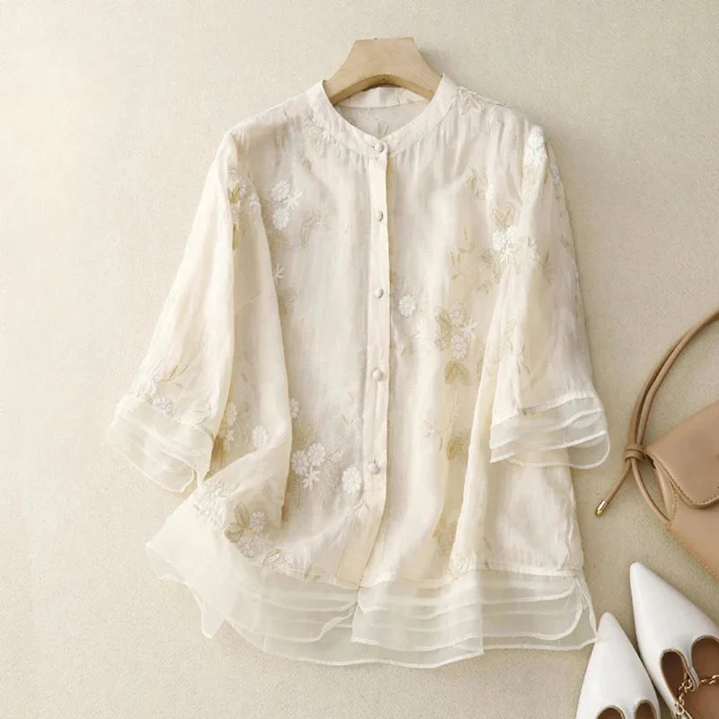 RUTH - LOCKERE BESTICKTE BLUSE MIT TRANSPARENZEN - Image 4