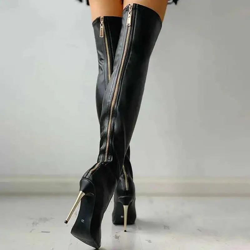 Sabine | Stilvolle Overknee Stiefel mit Stiletto Absatz - Image 2