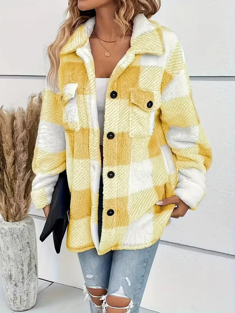 Sabria – Karierte Fleecejacke Mit Knöpfen - Image 6