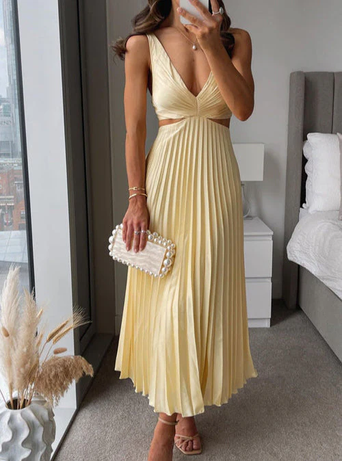 Sam | Plissiertes Midikleid mit Cut-Outs