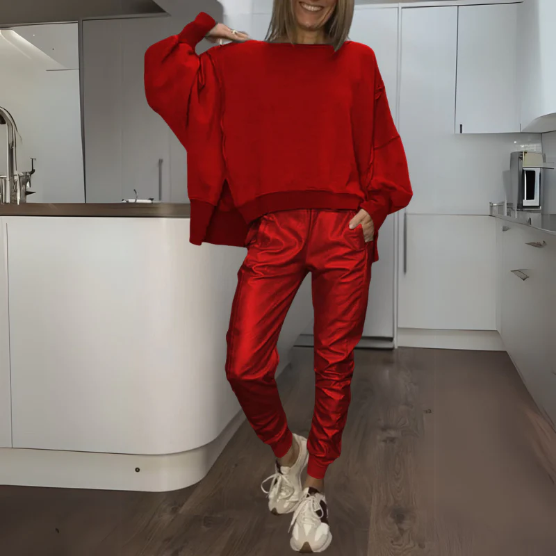 SANDY - SET AUS SATINIERTEM PULLOVER UND JOGGER - Image 2