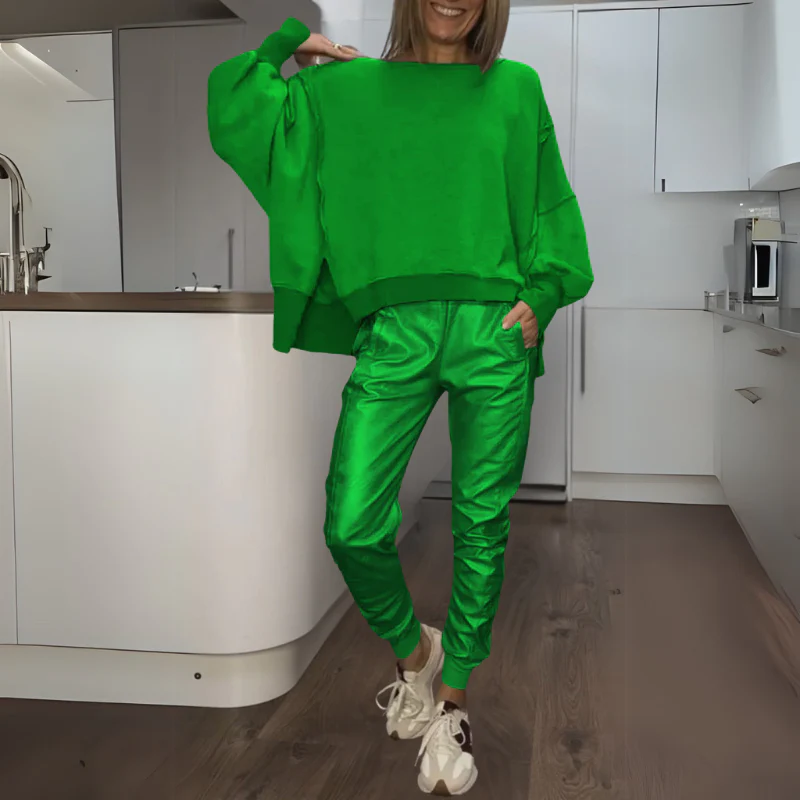 SANDY - SET AUS SATINIERTEM PULLOVER UND JOGGER - Image 3