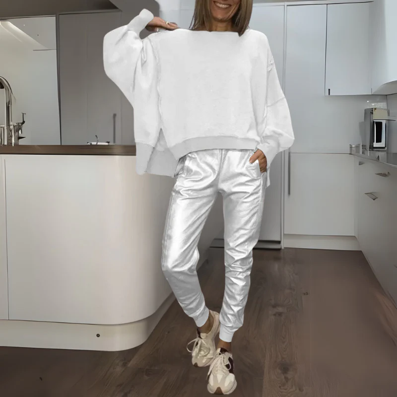 SANDY - SET AUS SATINIERTEM PULLOVER UND JOGGER - Image 6