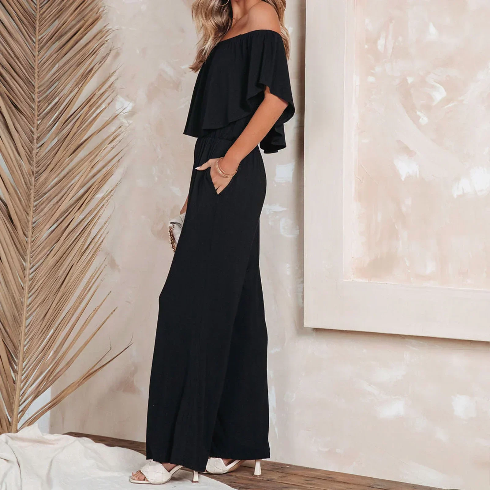 SANNE - Geraffter schulterfreier Jumpsuit - Image 6