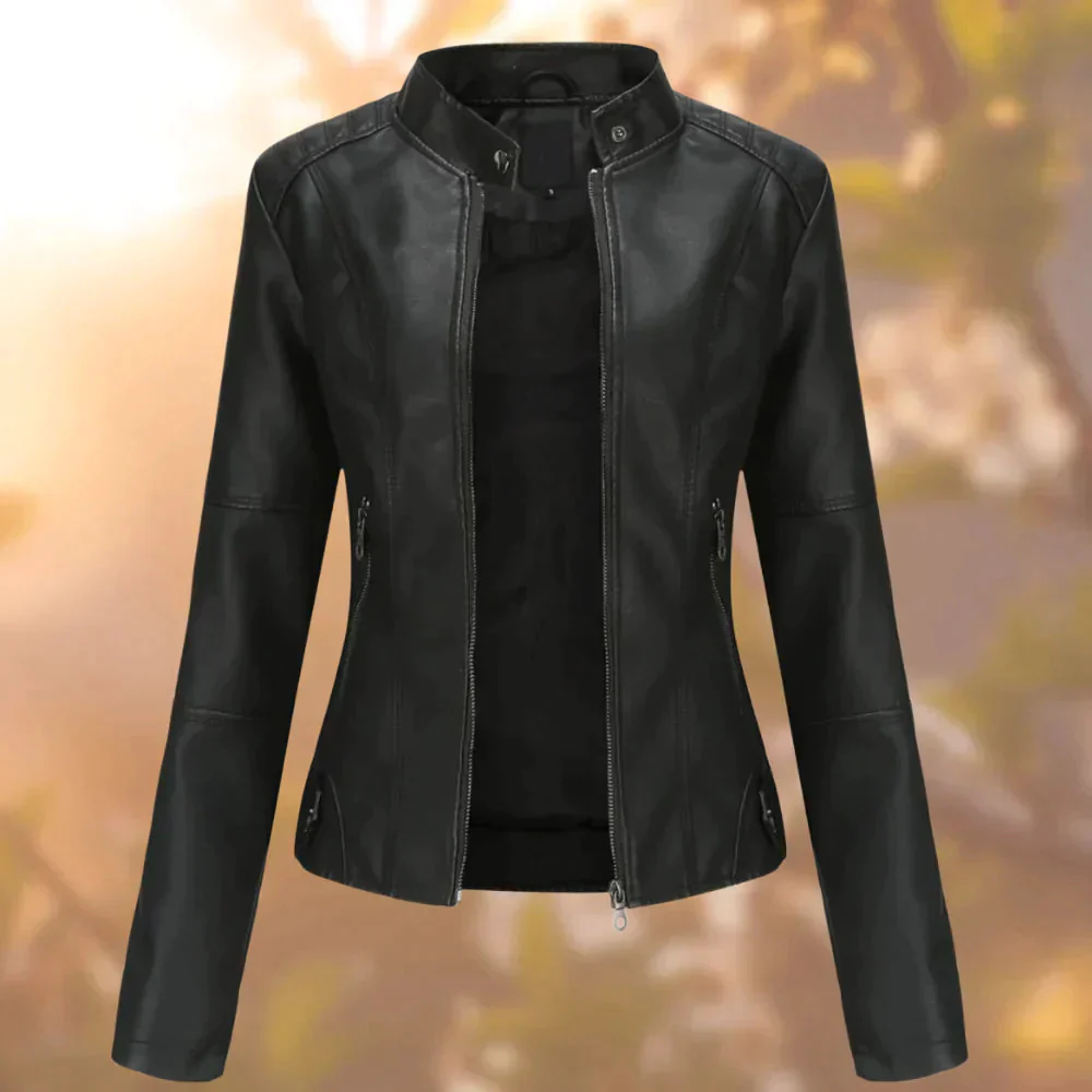 Sara | Schlanke Kunstleder Bikerjacke