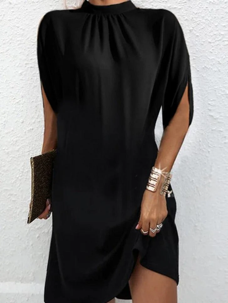 Sarah | Kleid mit Stehkragen und kurzen Ärmeln