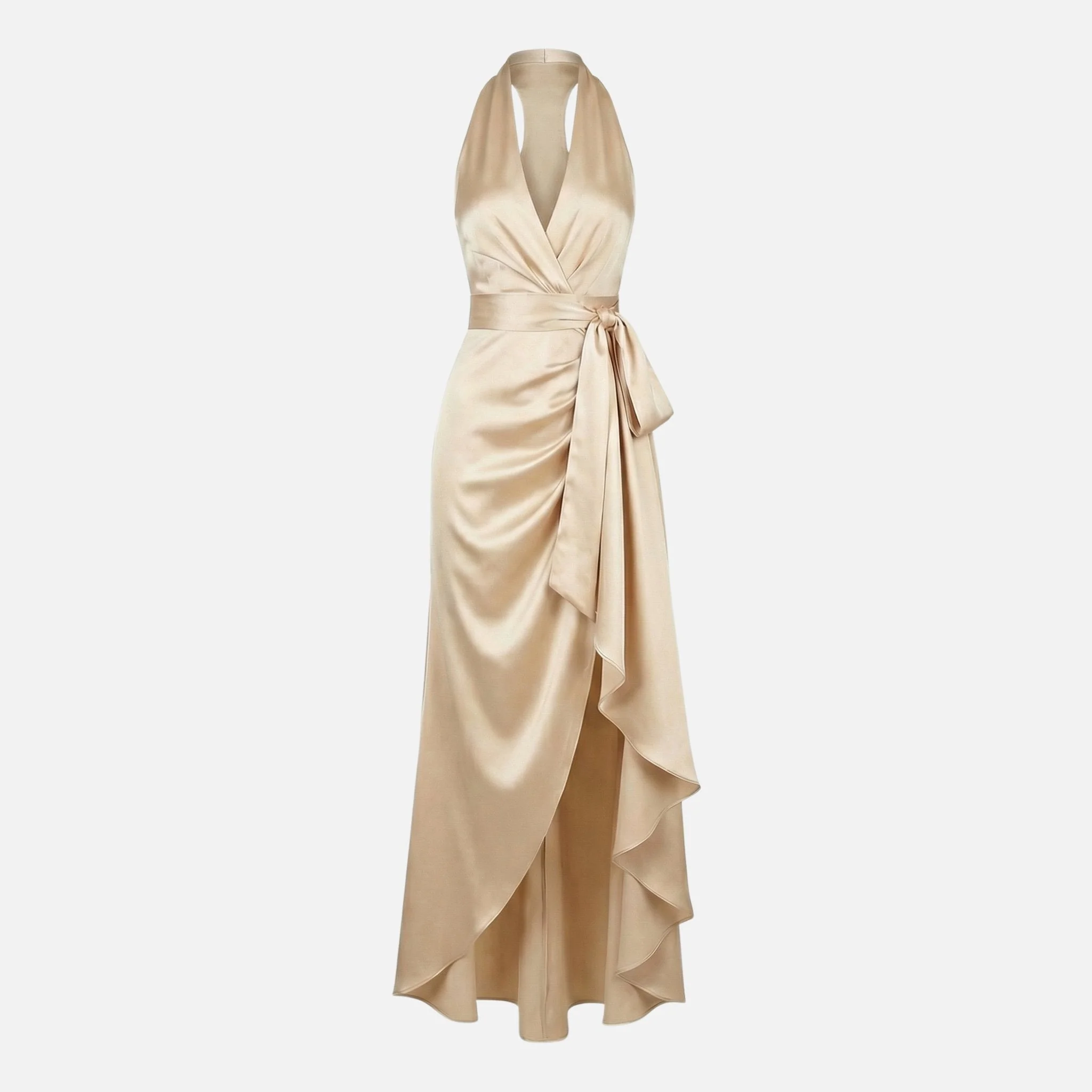 Diana | Damen Satin Wickel Maxikleid Neckholder – Satin Maxi Elegantes Kleid - Image 7