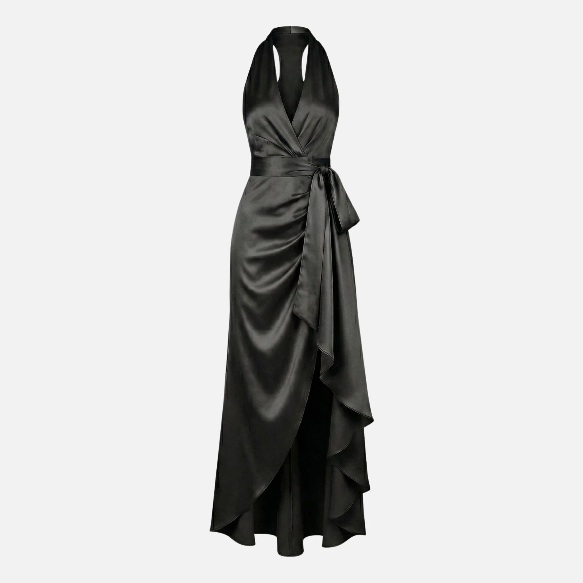 Diana | Damen Satin Wickel Maxikleid Neckholder – Satin Maxi Elegantes Kleid - Image 9