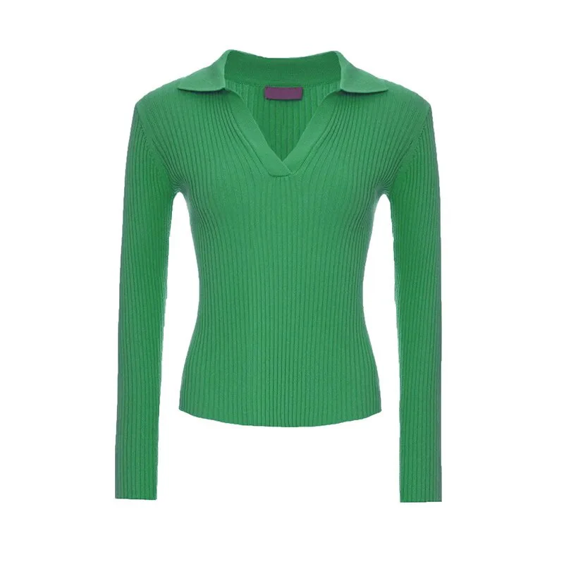 Schlankes Top mit Polokragen aus Strick