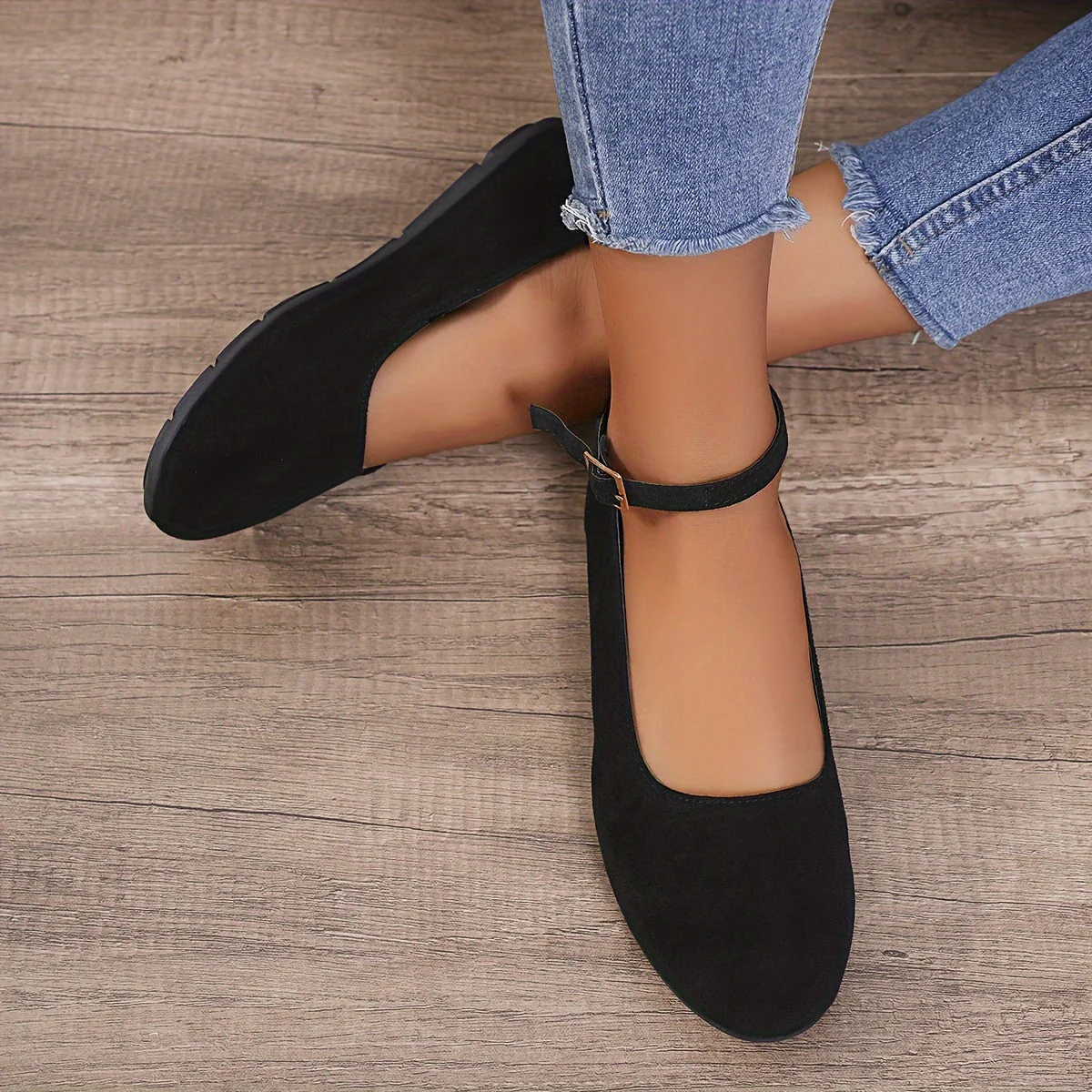 Schwarze Dirndl Schuhe mit Knöchelriemen für Damen | Flach - Image 5
