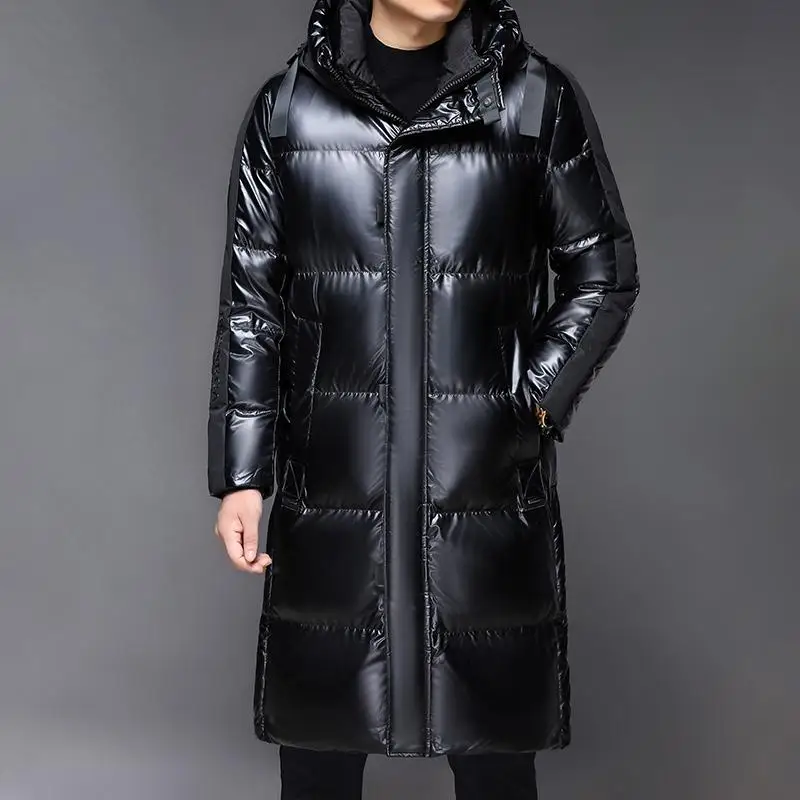 Schwarze Winter Daunen Jacke für Herren | mit Kapuze