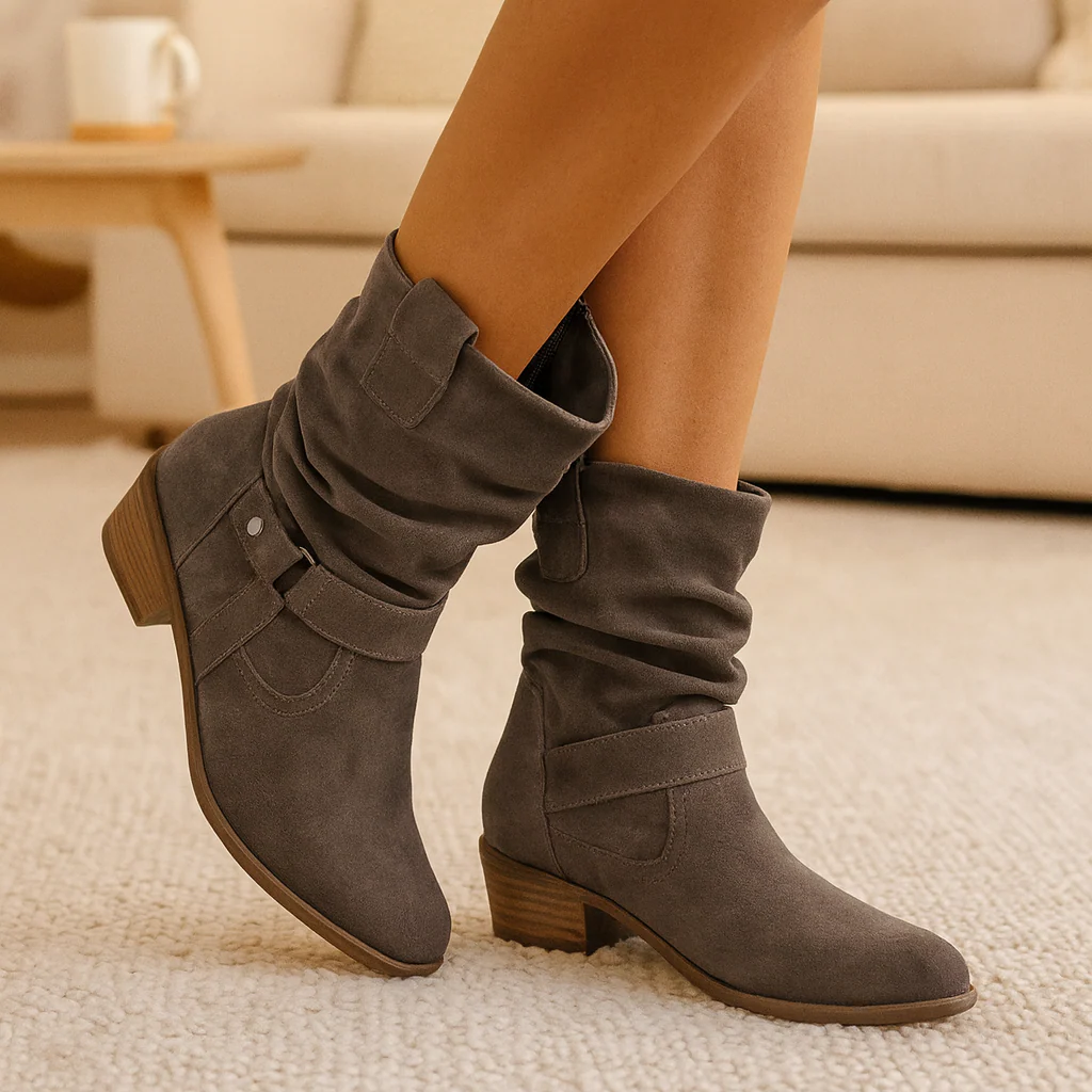 Selene | Flache Winterstiefel aus Wildleder mit seitlichem Reißverschluss - Image 3