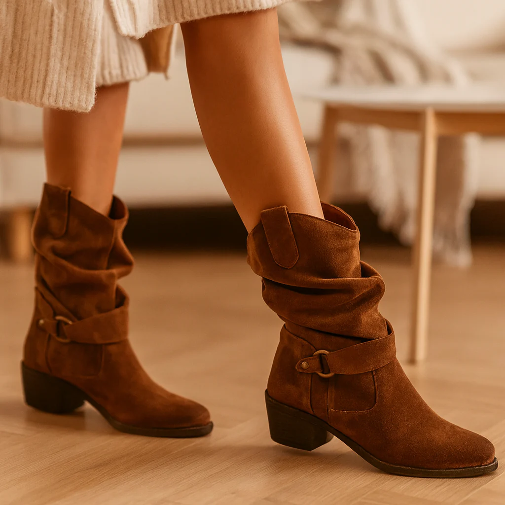 Selene | Flache Winterstiefel aus Wildleder mit seitlichem Reißverschluss - Image 4