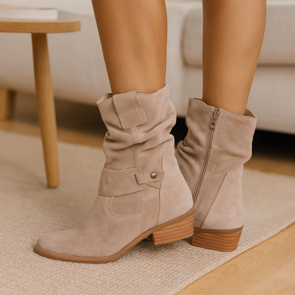Selene | Flache Winterstiefel aus Wildleder mit seitlichem Reißverschluss - Image 5