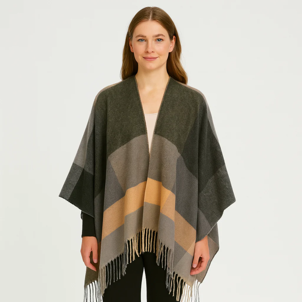 Selina | Geometrischer Schal-Cardigan mit offener Vorderseite