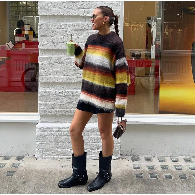 Selma | Gestreifter Fuzzy-Strickpullover - Image 3