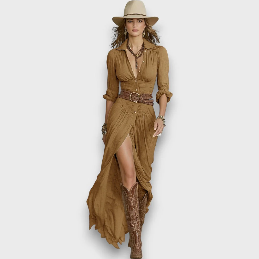 Selvya – Maxi-Plissee-Kleid mit Taillengürtel - Image 5