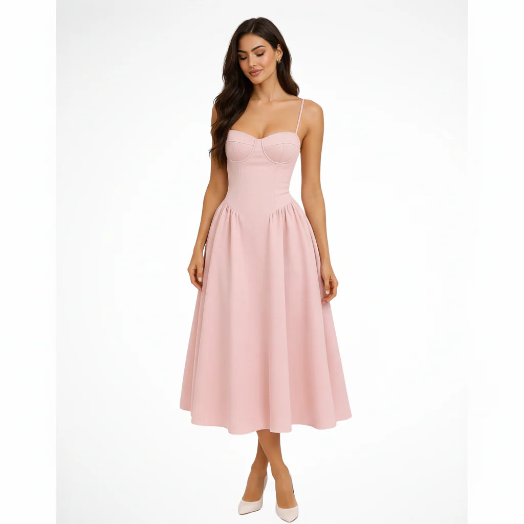 Serena | Damen Midi Kleid Korsett A-Linie – Korsett Midikleid A-Linie Elegant 2026 - Image 2