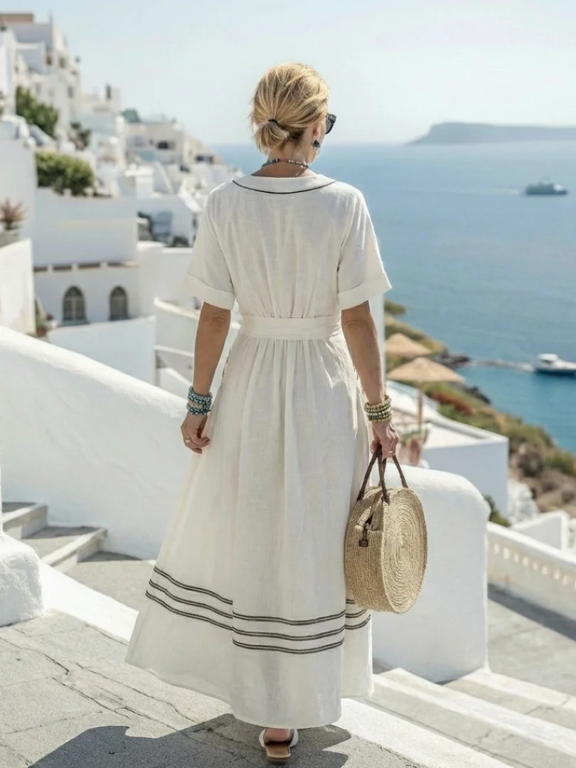 Seren | Damen Wickelkleid V-Ausschnitt Kurzarm Sommer