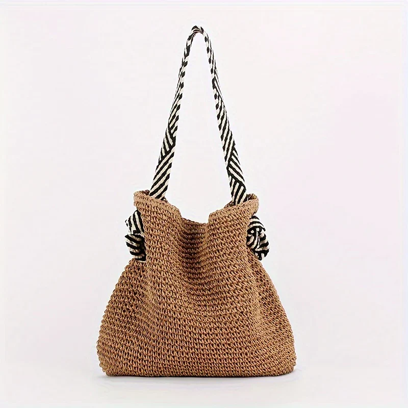 SHALEEN - GEFLOCHTENE TASCHE MIT STOFFHENKELN
