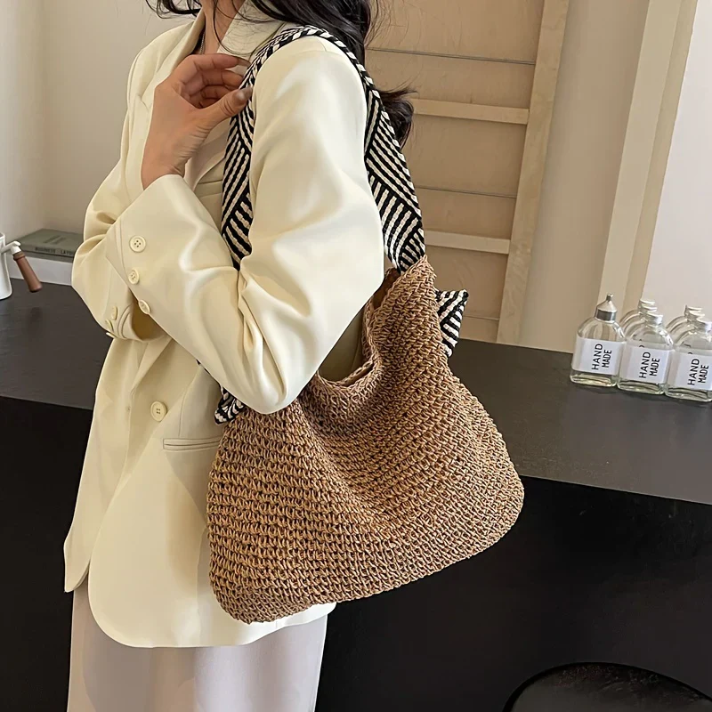 SHALEEN - GEFLOCHTENE TASCHE MIT STOFFHENKELN - Image 3