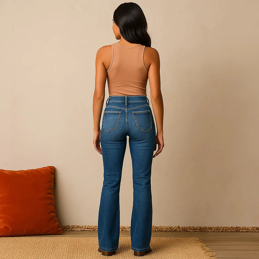 SIBEL - HOCHGESCHNITTENE SCHLAGJEANS - Image 2