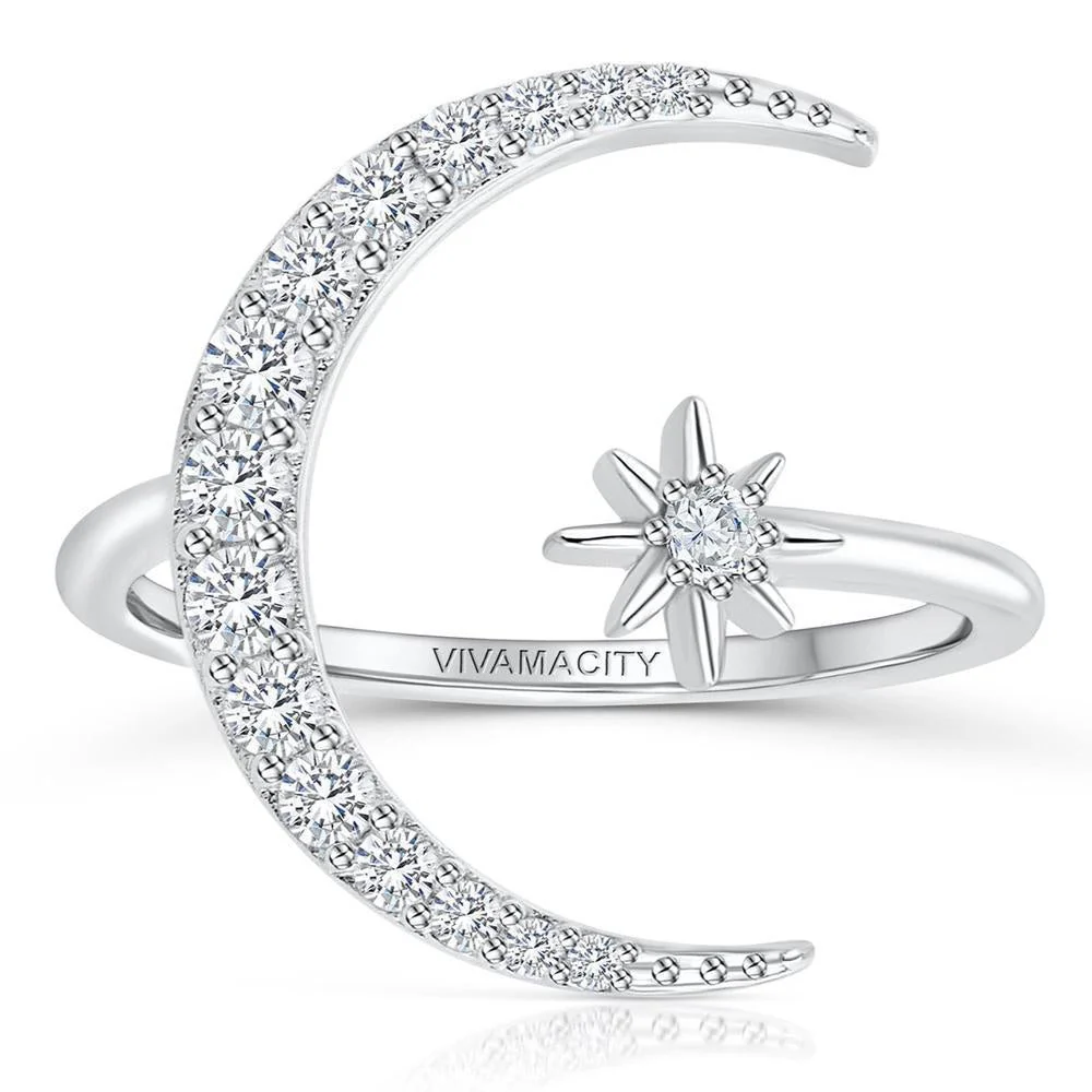 Silberner Mond und Stern Ring - Image 2