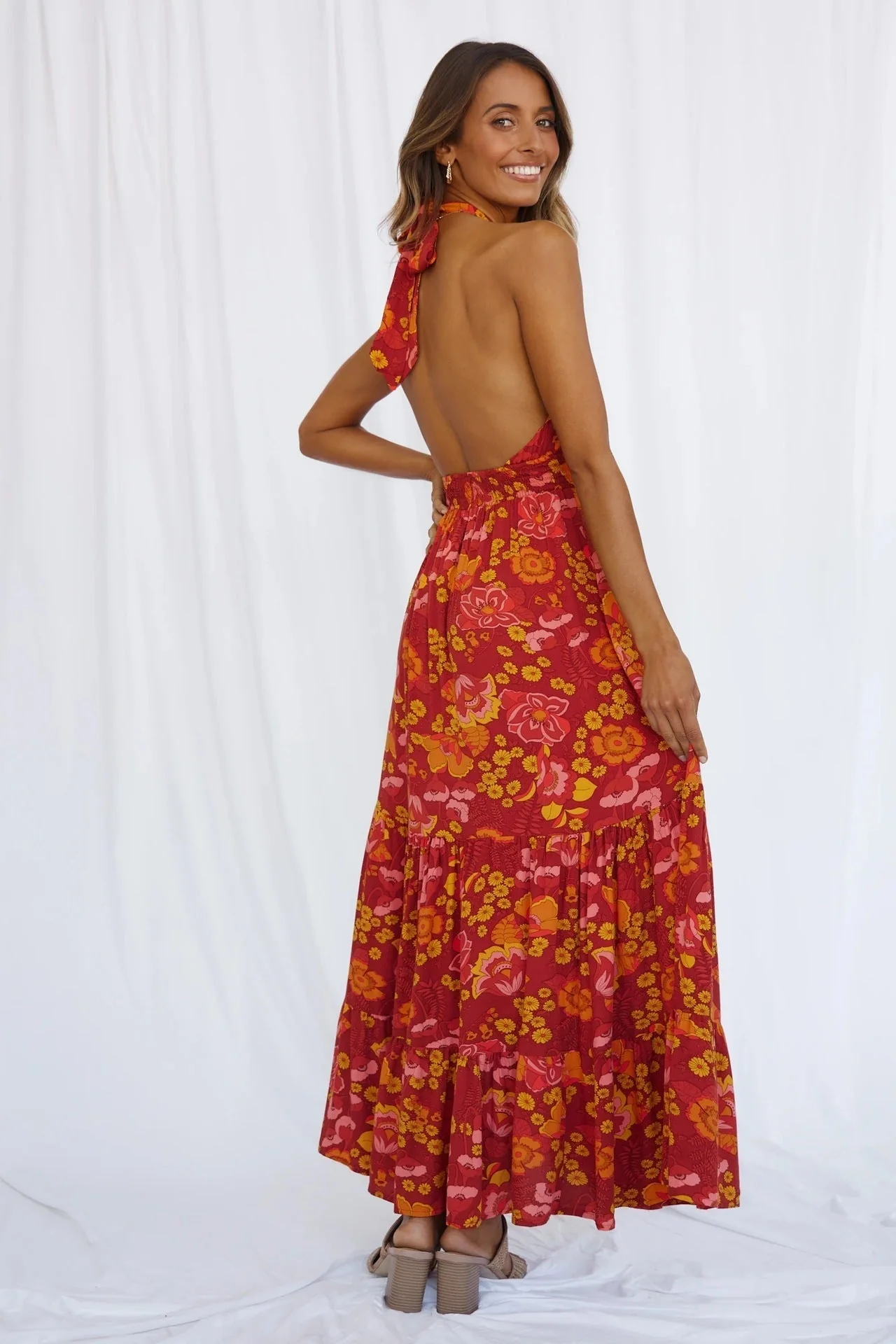 Silene | Langes Kleid Geschlitzt Rückenfrei