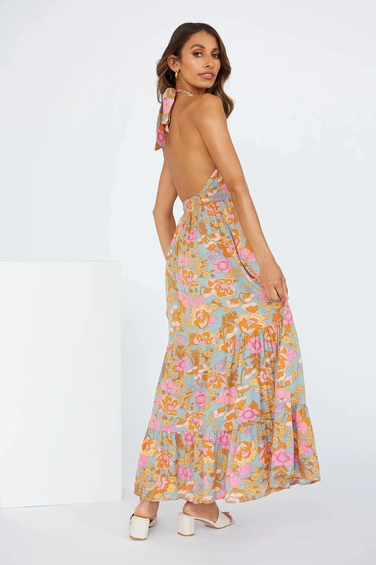 Silene | Langes Kleid Geschlitzt Rückenfrei - Image 2