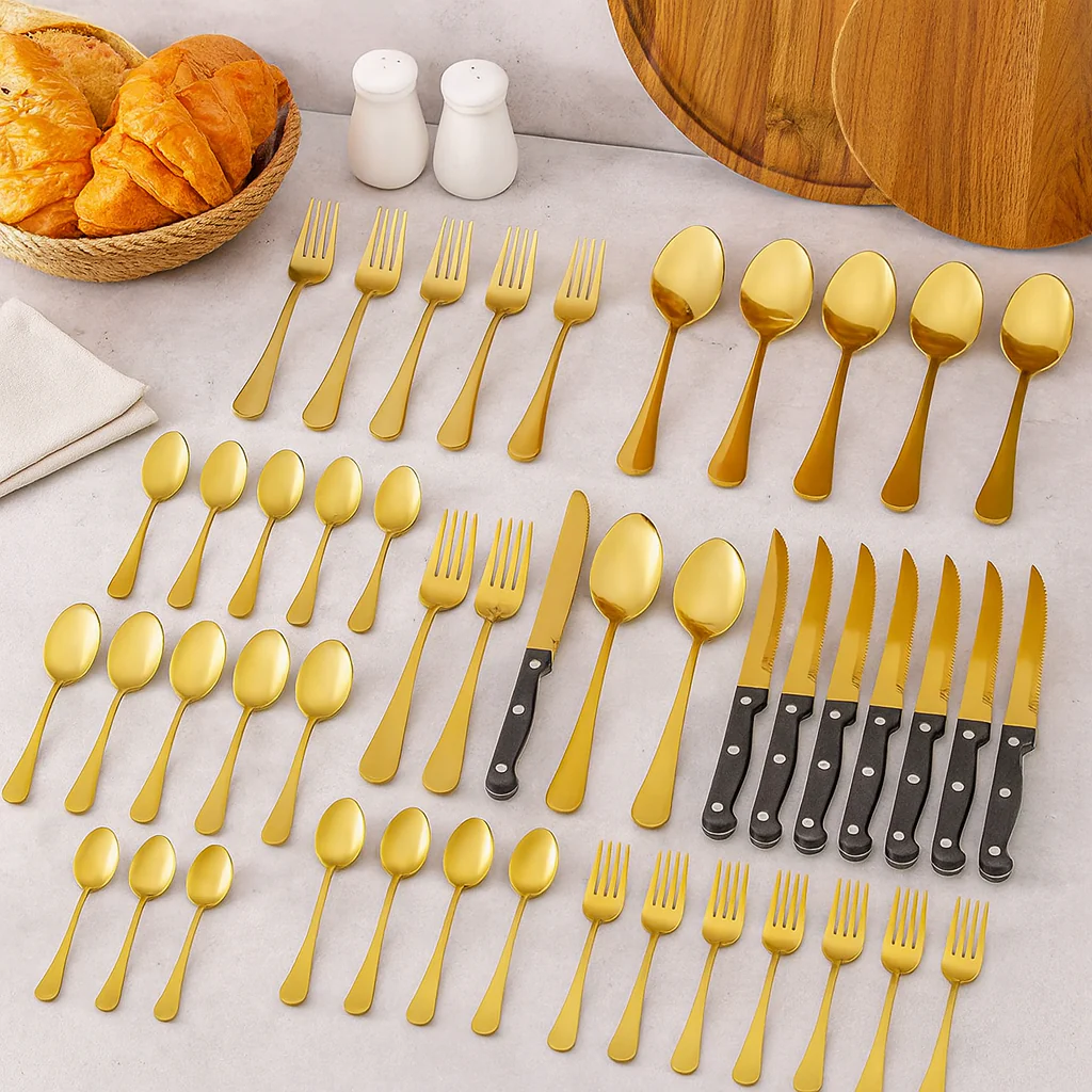 Silvaris | 48-teilige spülmaschinenfeste Besteckkollektion – Moderne Kontrastmuster - Image 2