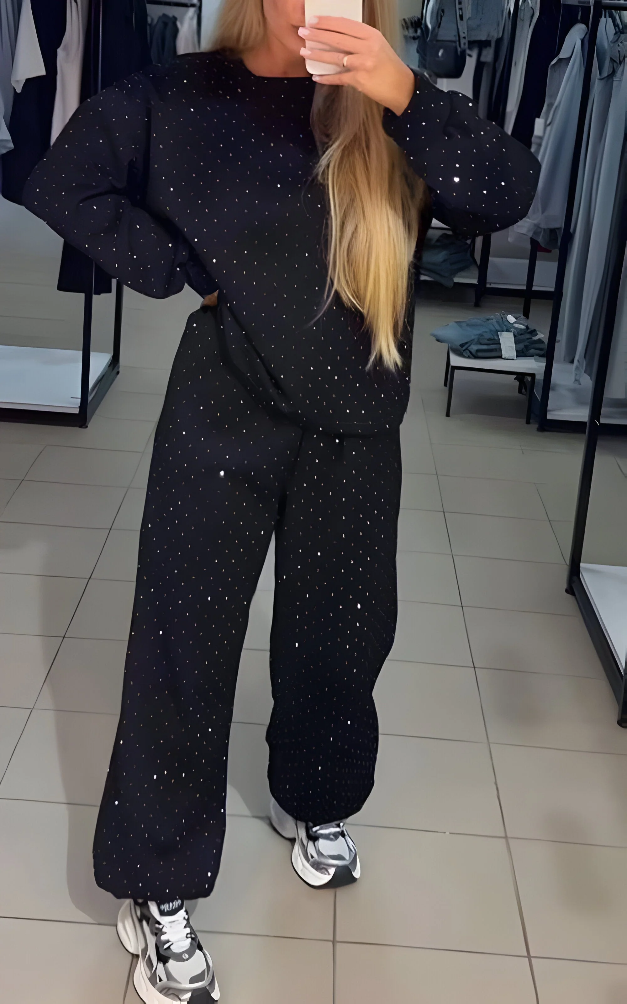 Simara – Zweiteiliges Glitzerndes Trainingsanzug Set