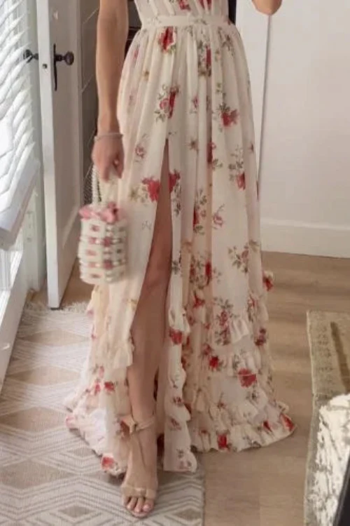 SIMGE - LANGES BLUMENKLEID MIT SCHLITZ - Image 2