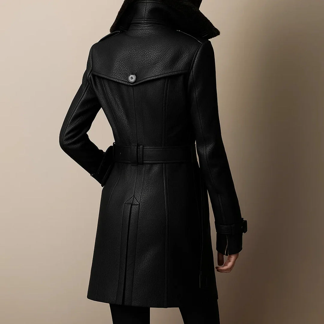 Simone™ | Eleganter mittellanger Leder-Mantel - Image 2
